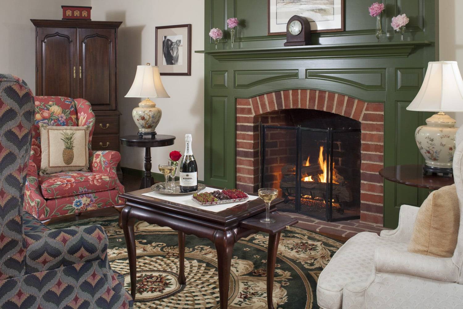 Living room with fireplace